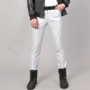 Middle-aged and young men's elastic, slimming, fashionable, moisture-proof white leather pants for dance performances, bars, and hair salons Specification image